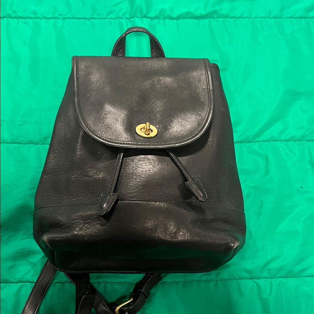 Coach Black Leather Backpack Purse with Gold Hardware - Picture 4 of 10